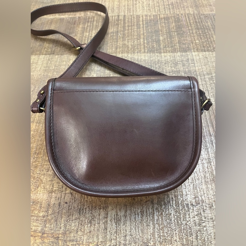 J Crew Elegant Brown 100% Leather Small Saddle Bag - Picture 4 of 10